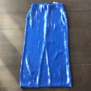 Zara blue sequin midi skirt